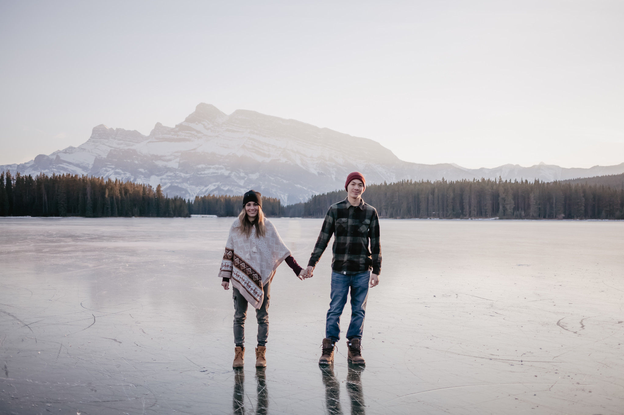 Winter Canadian Rocky Mountain Engagement in Banff